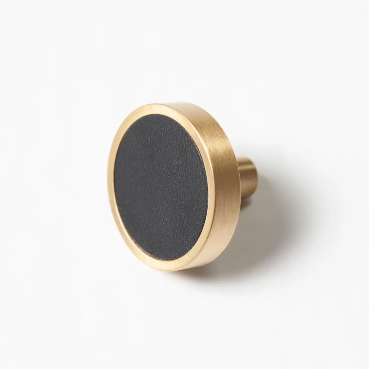 Leather & Brass Knob - Black