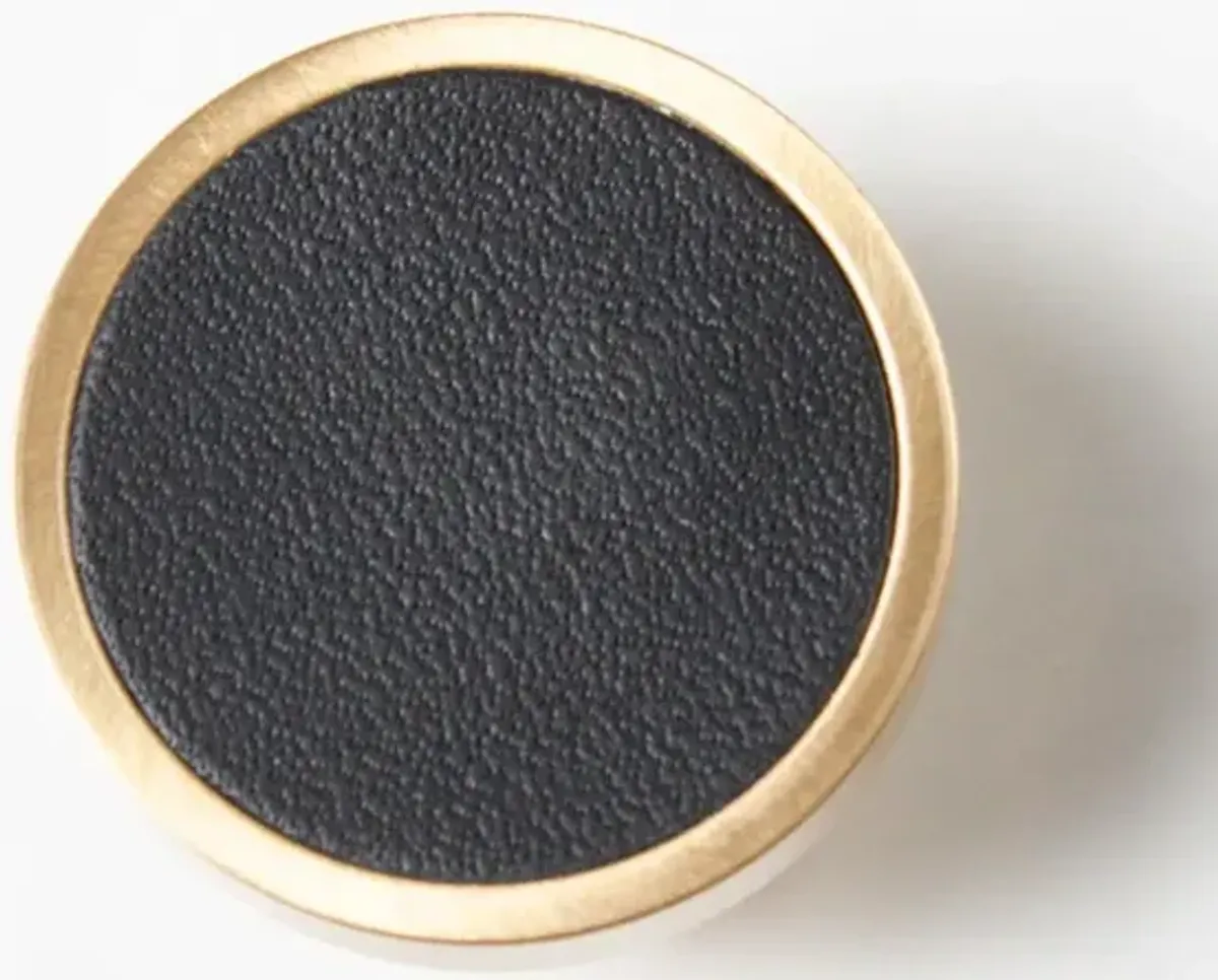 Leather & Brass Knob - Black