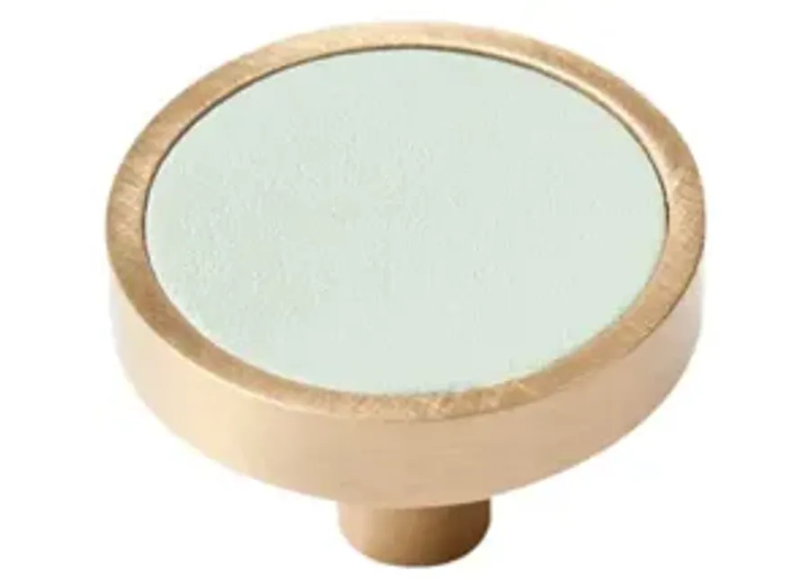 Leather & Brass Knob - Light Green