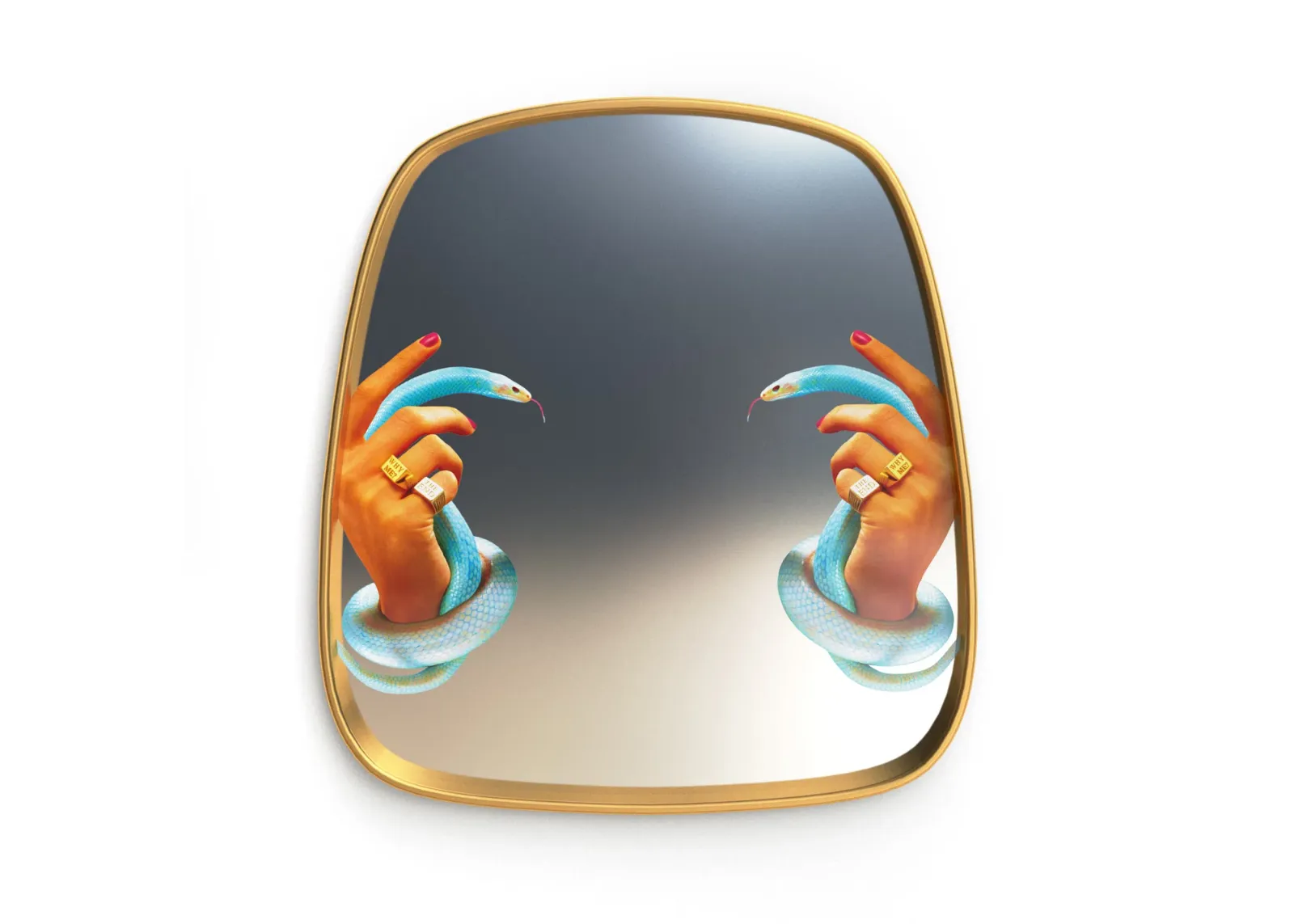 Snake Hands Mirror with Gold Frame by Seletti