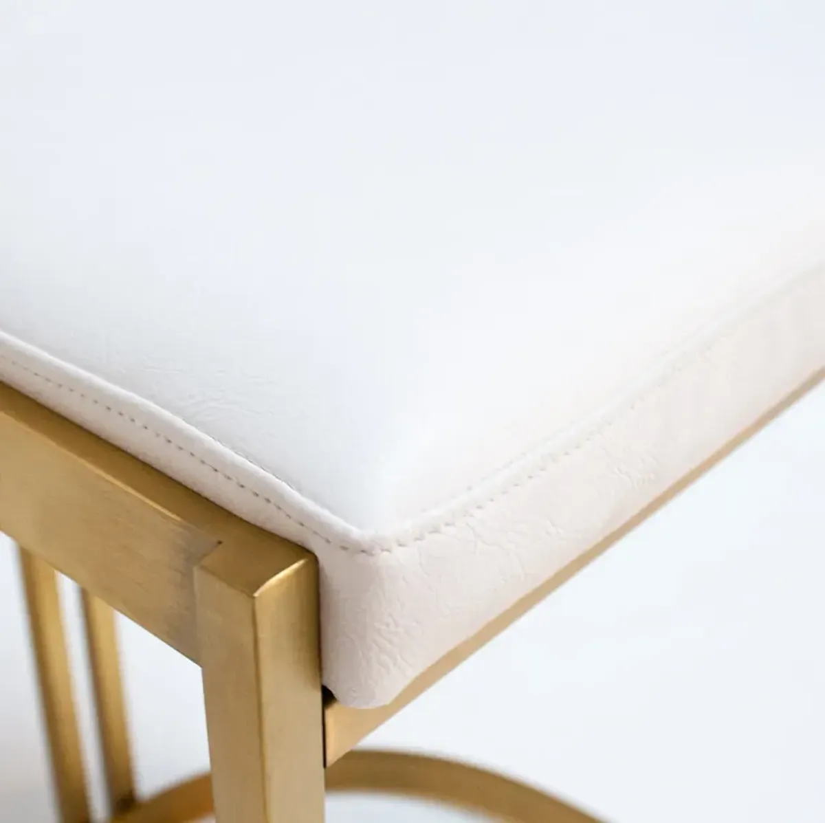 Ballantine Counter Stool In White Leather Brass