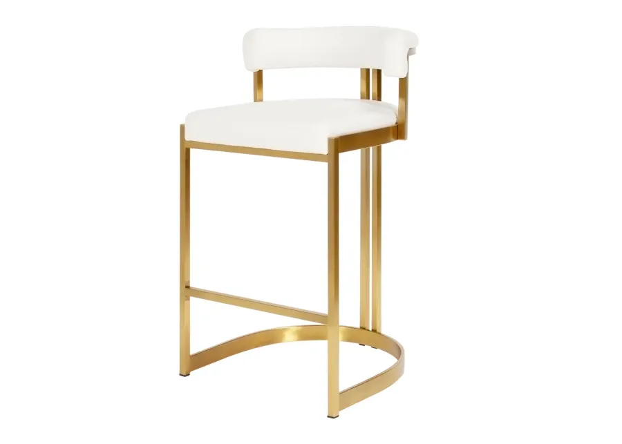 Ballantine Counter Stool In White Leather Brass