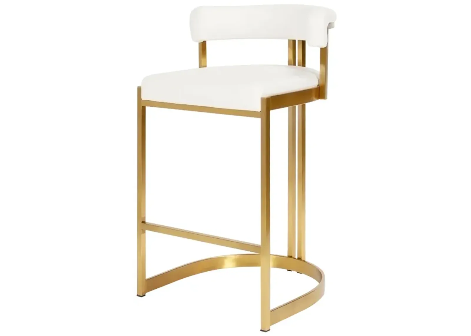 Ballantine Counter Stool In White Leather Brass