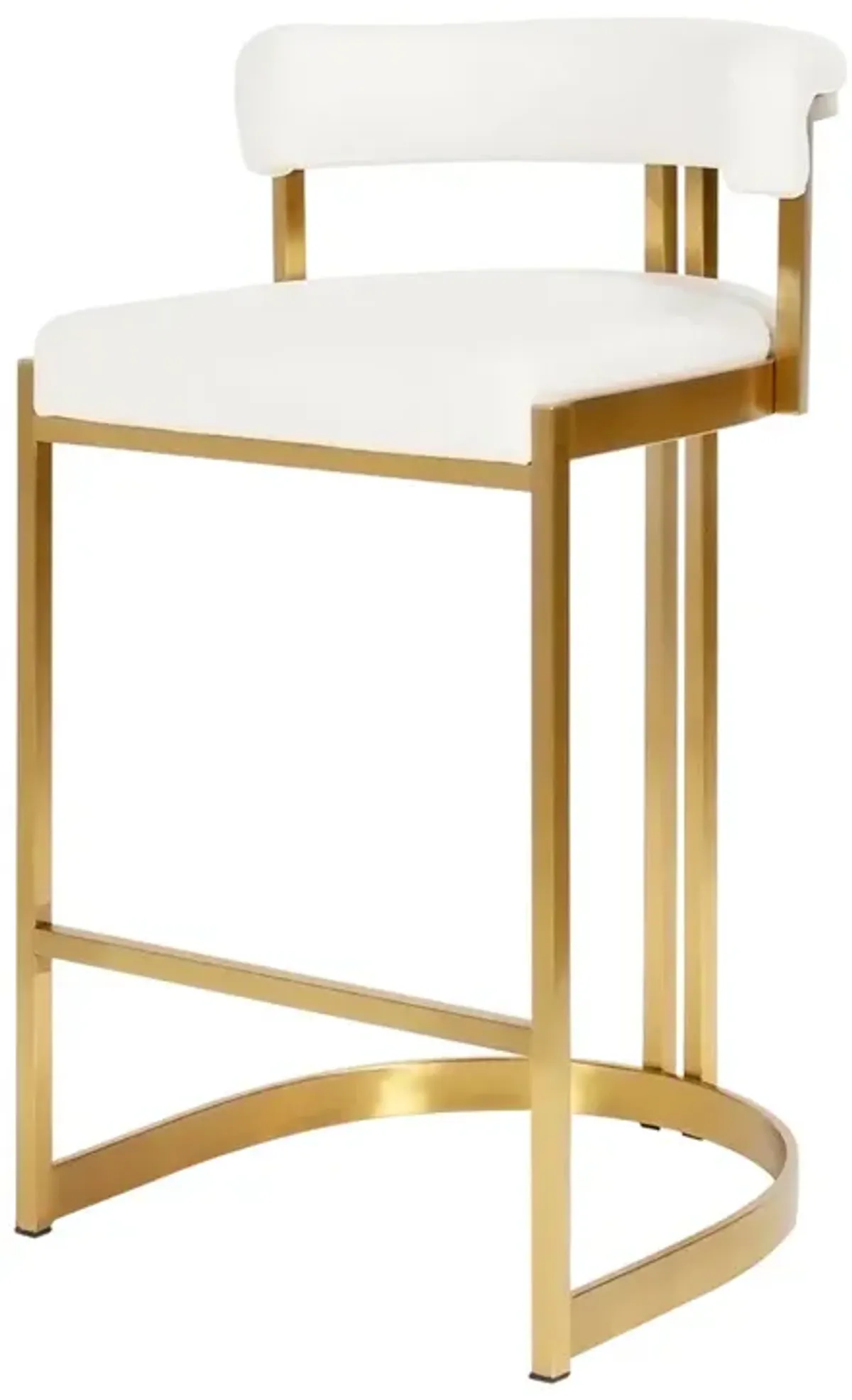 Ballantine Counter Stool In White Leather Brass