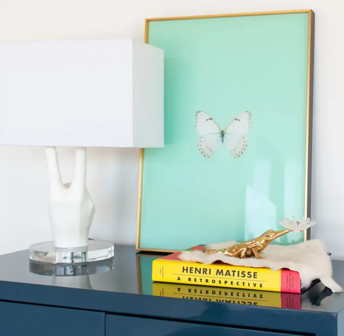 Framed Butterfly Print In Seafoam