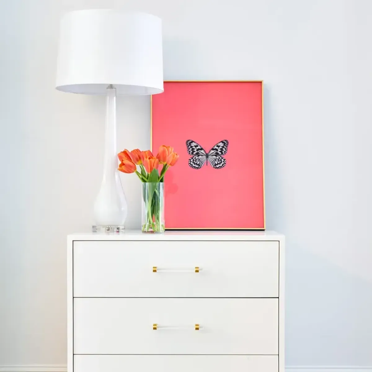 Framed Butterfly Print in Persimmon