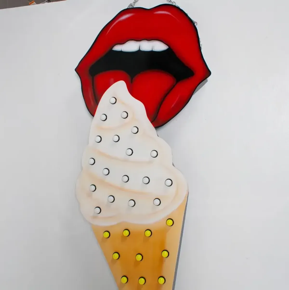 Ice Cream Cone With Mouth Sign