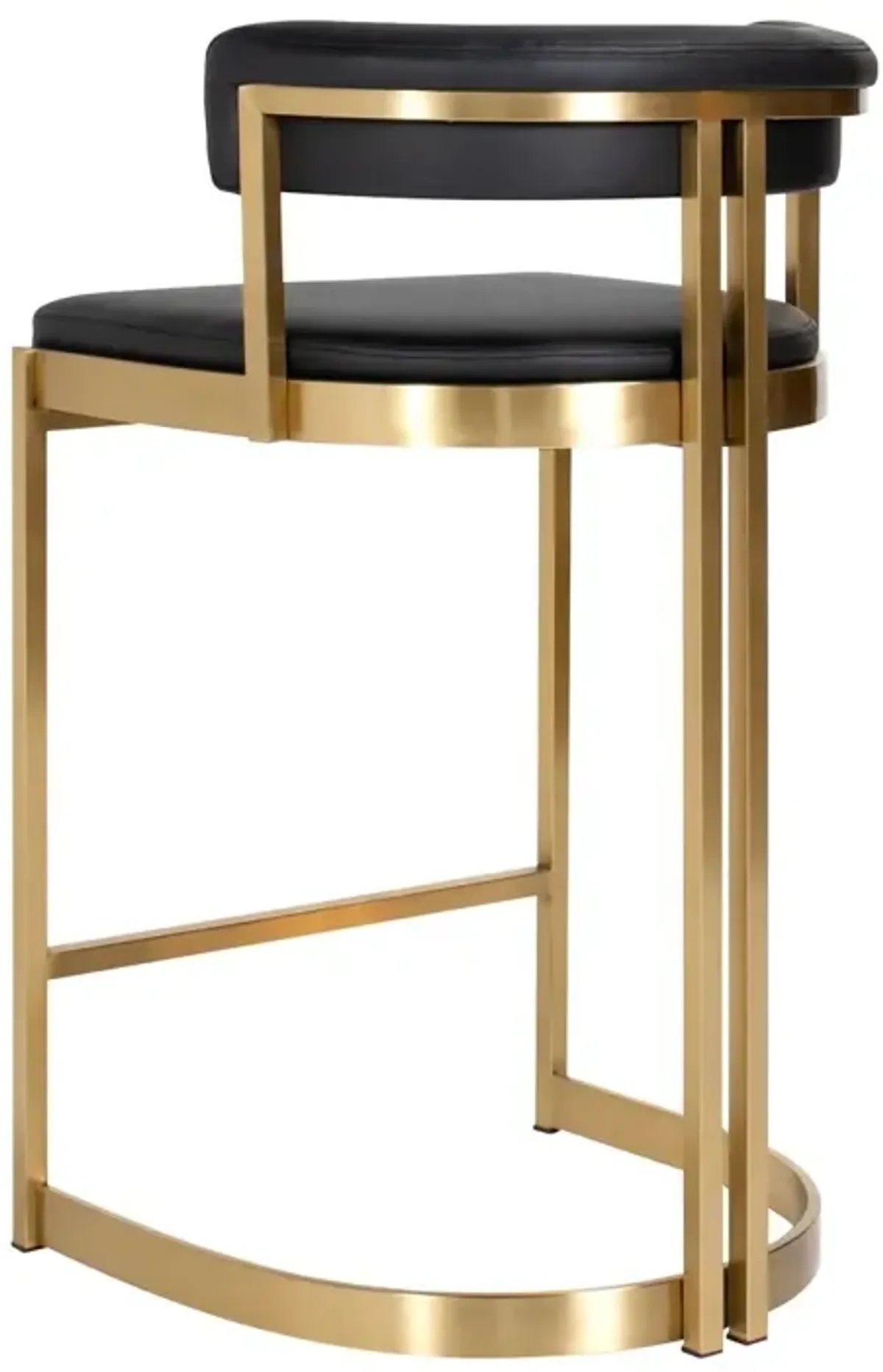 Ballantine Counter Stool in Black Leather Brass