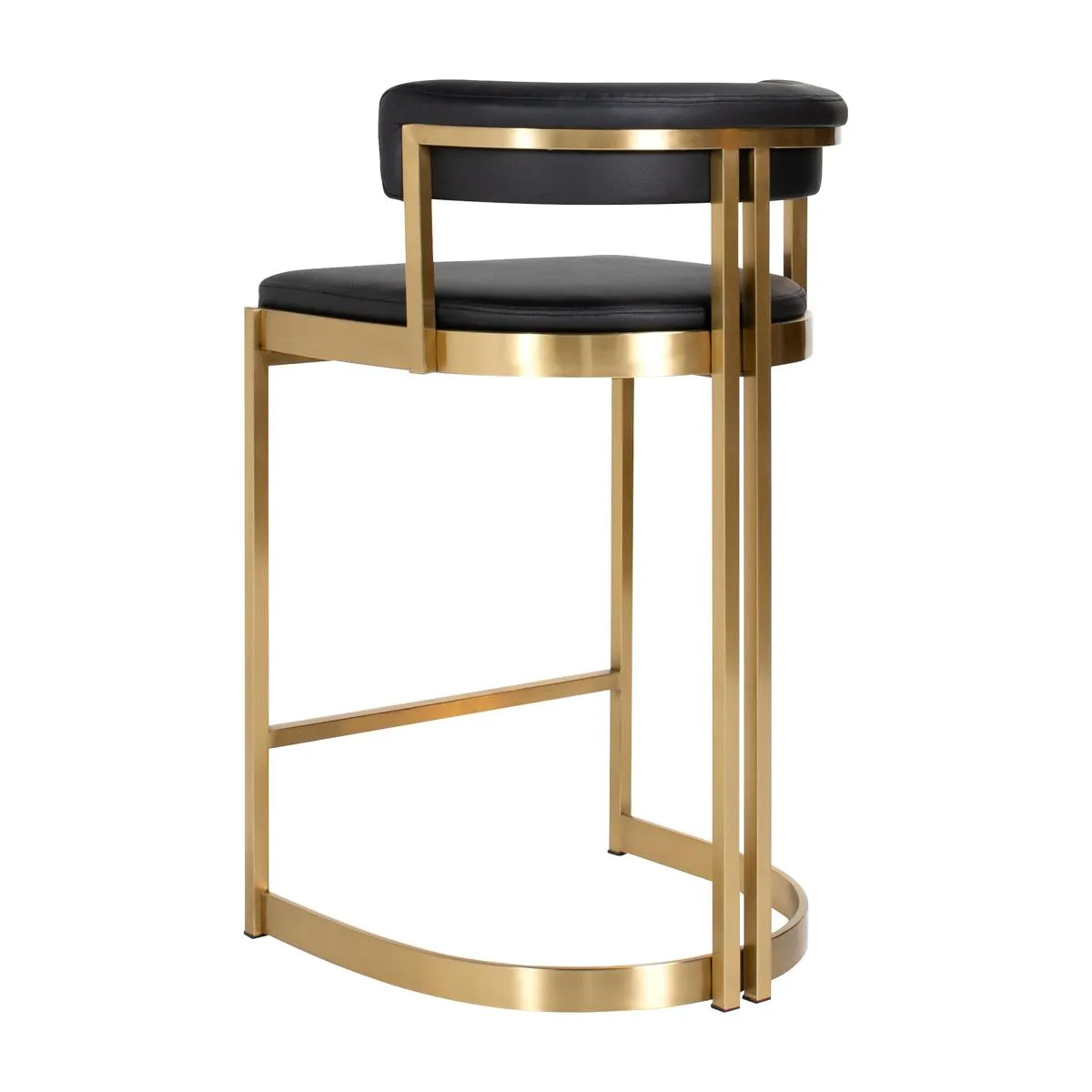 Ballantine Counter Stool in Black Leather Brass