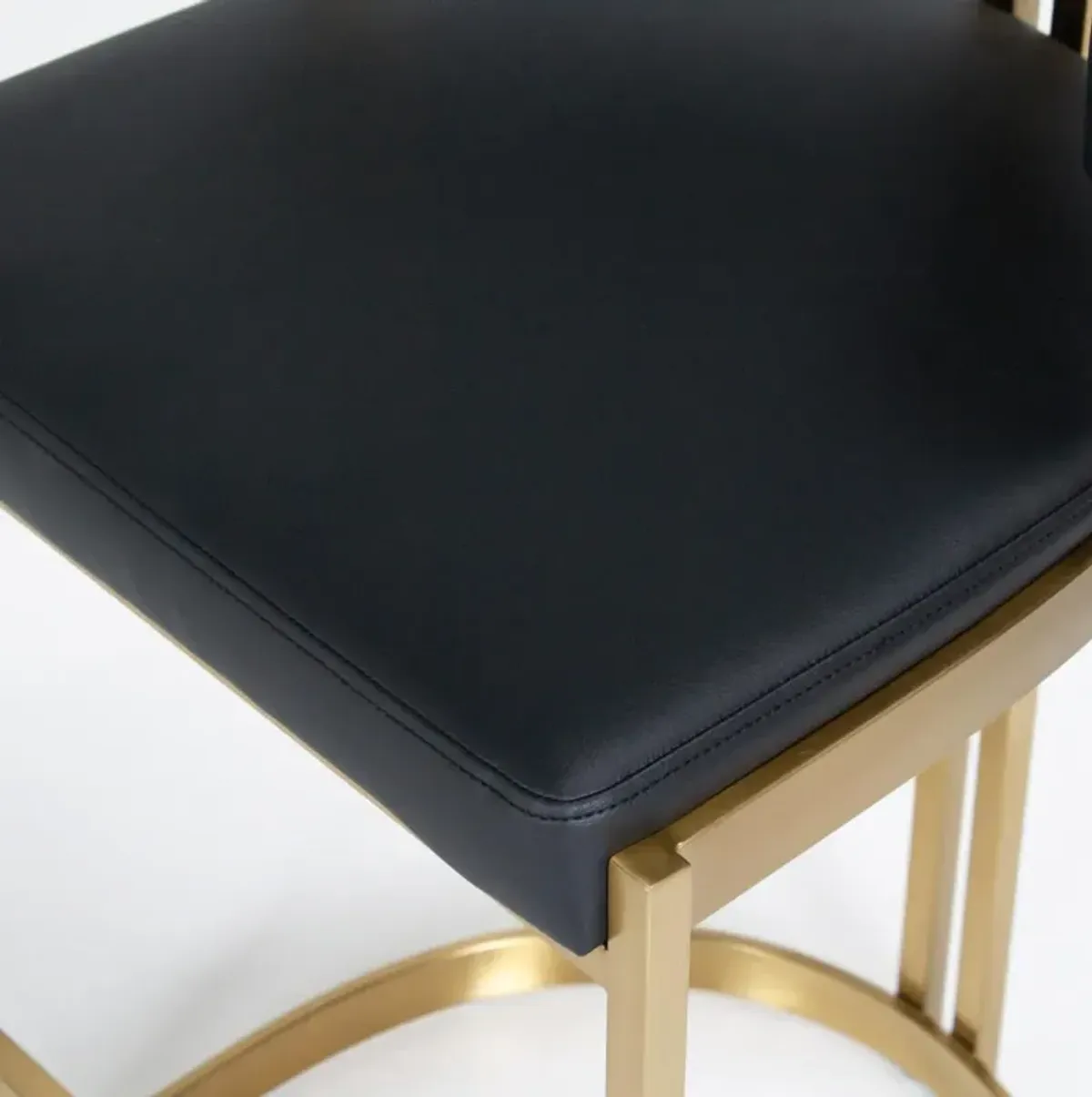 Ballantine Counter Stool in Black Leather Brass