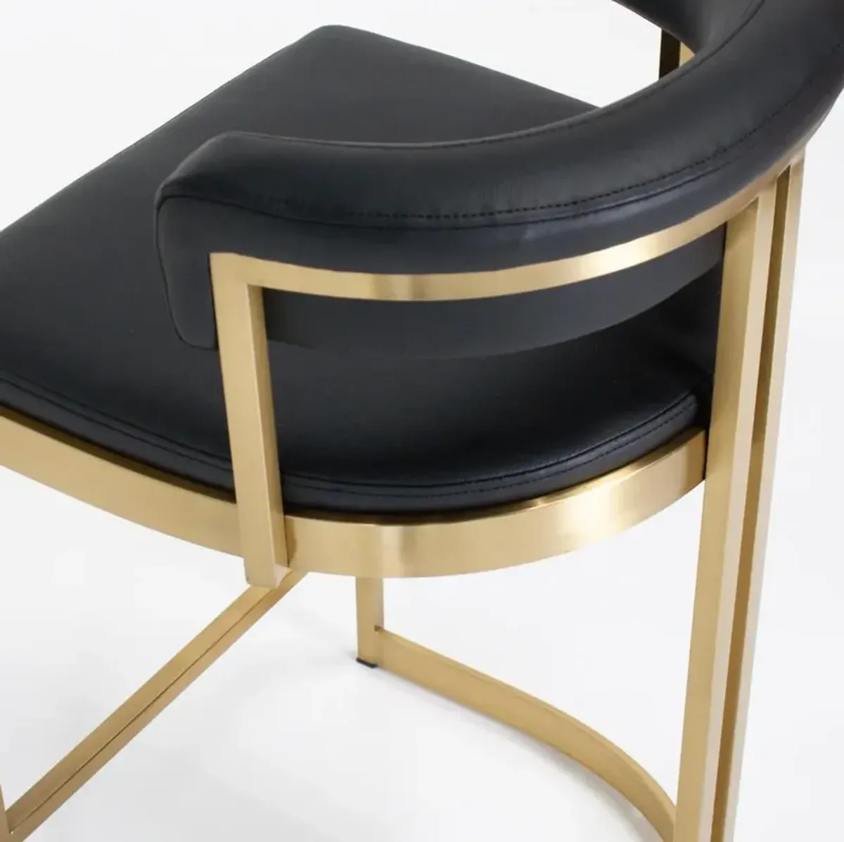 Ballantine Counter Stool in Black Leather Brass