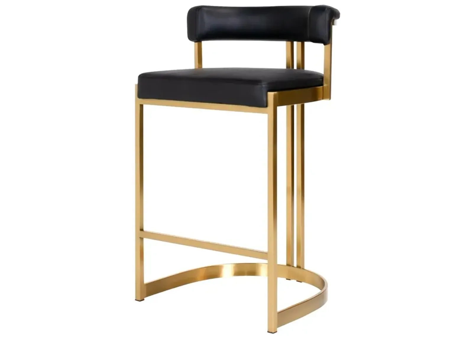 Ballantine Counter Stool in Black Leather Brass