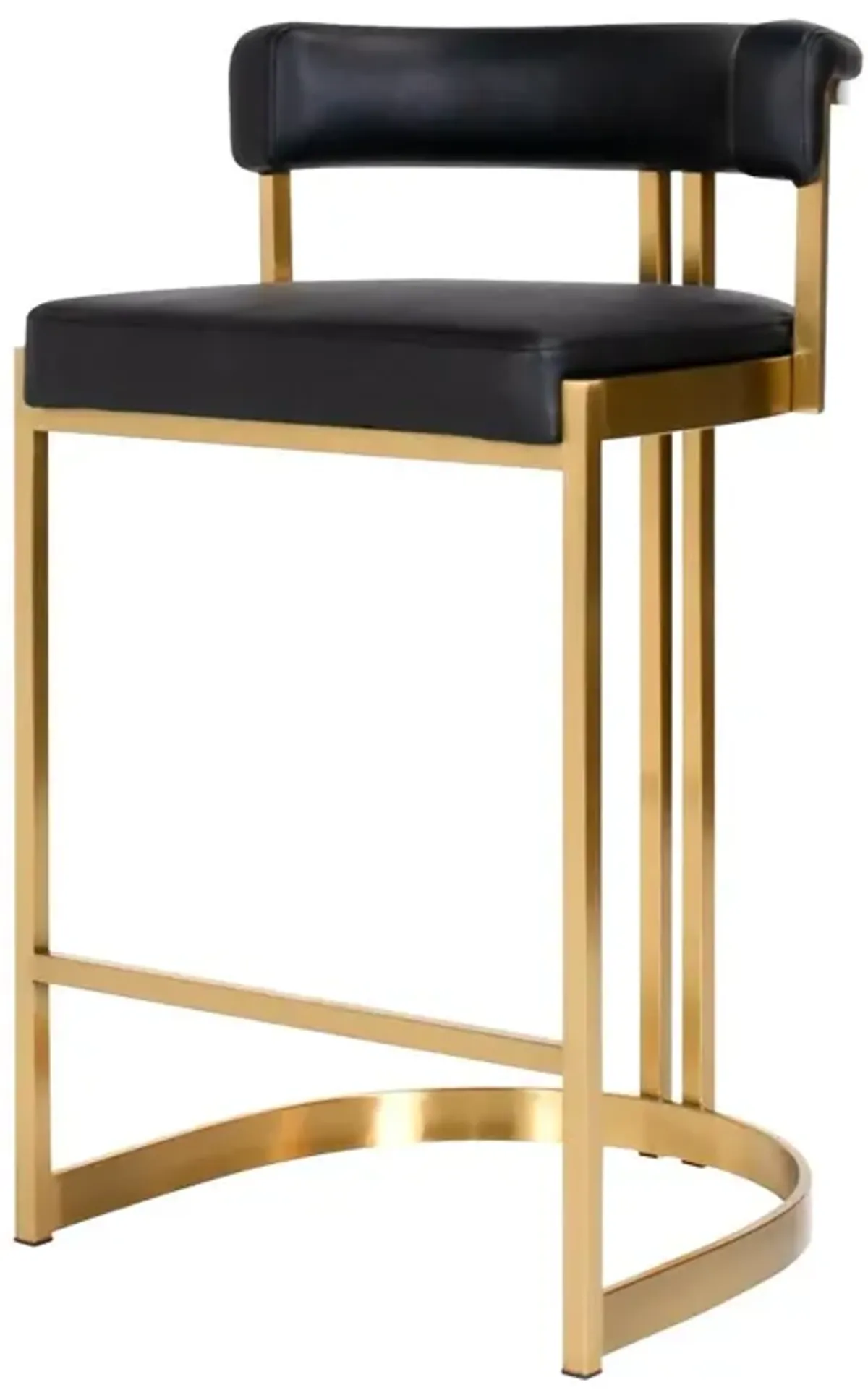 Ballantine Counter Stool in Black Leather Brass