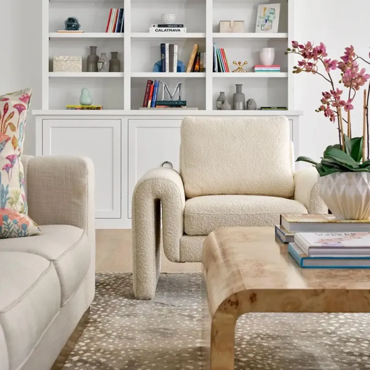 Promenade Chair in Ivory Boucle