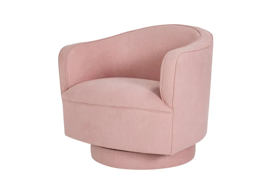 Helene Swivel Chair in Blush Linen