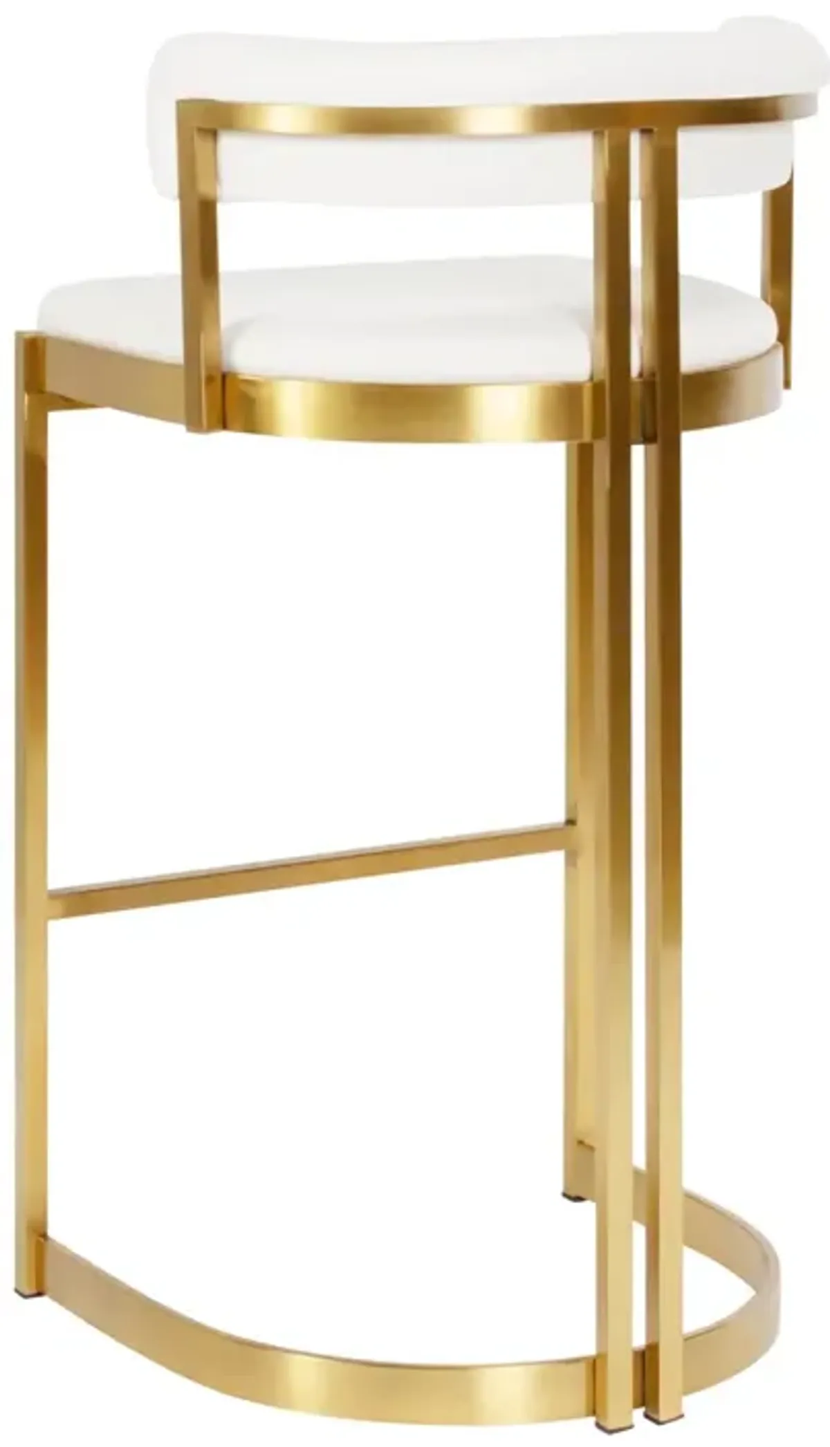 Ballantine Bar Stool in White Leather Brass