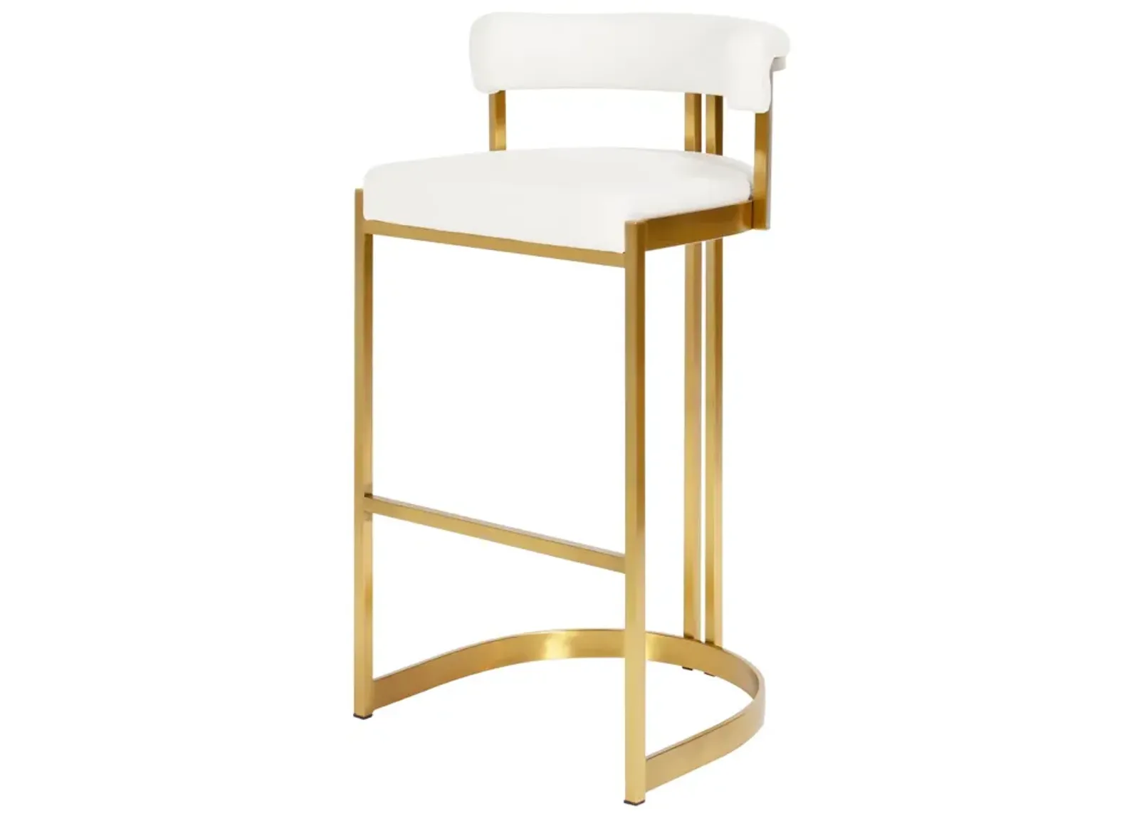 Ballantine Bar Stool in White Leather Brass