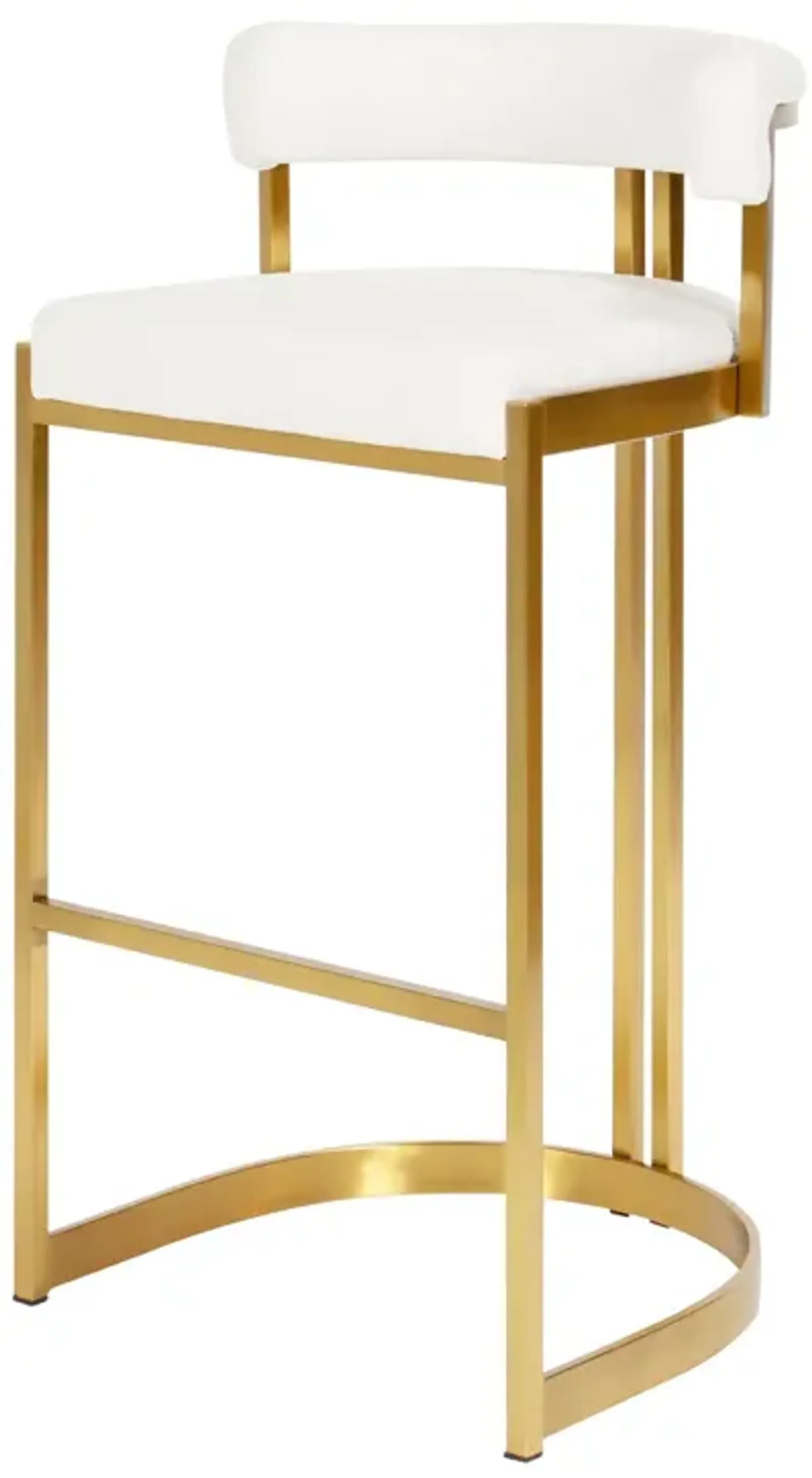 Ballantine Bar Stool in White Leather Brass