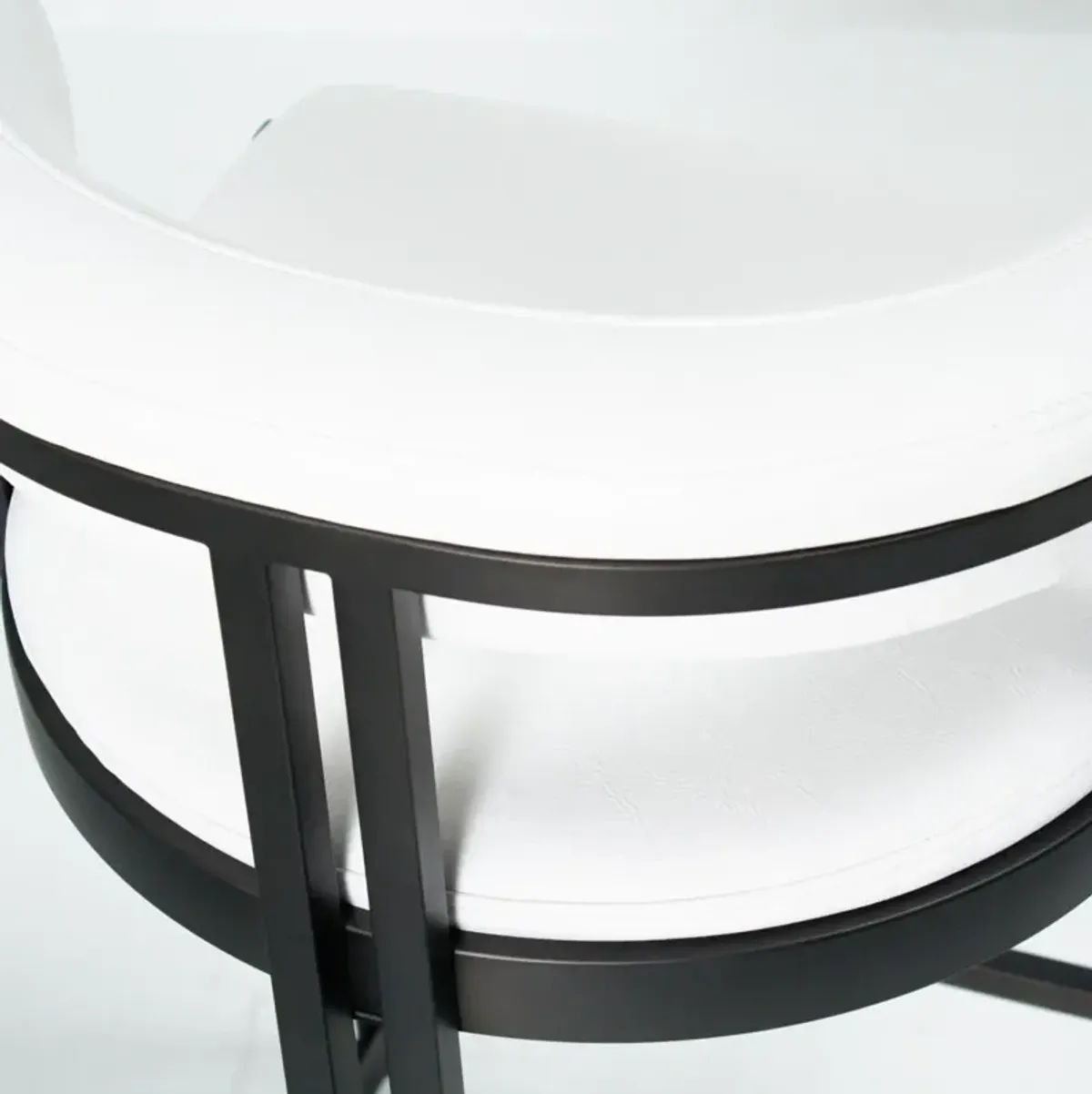 Ballantine Counter Stool in Matte Black White Leather