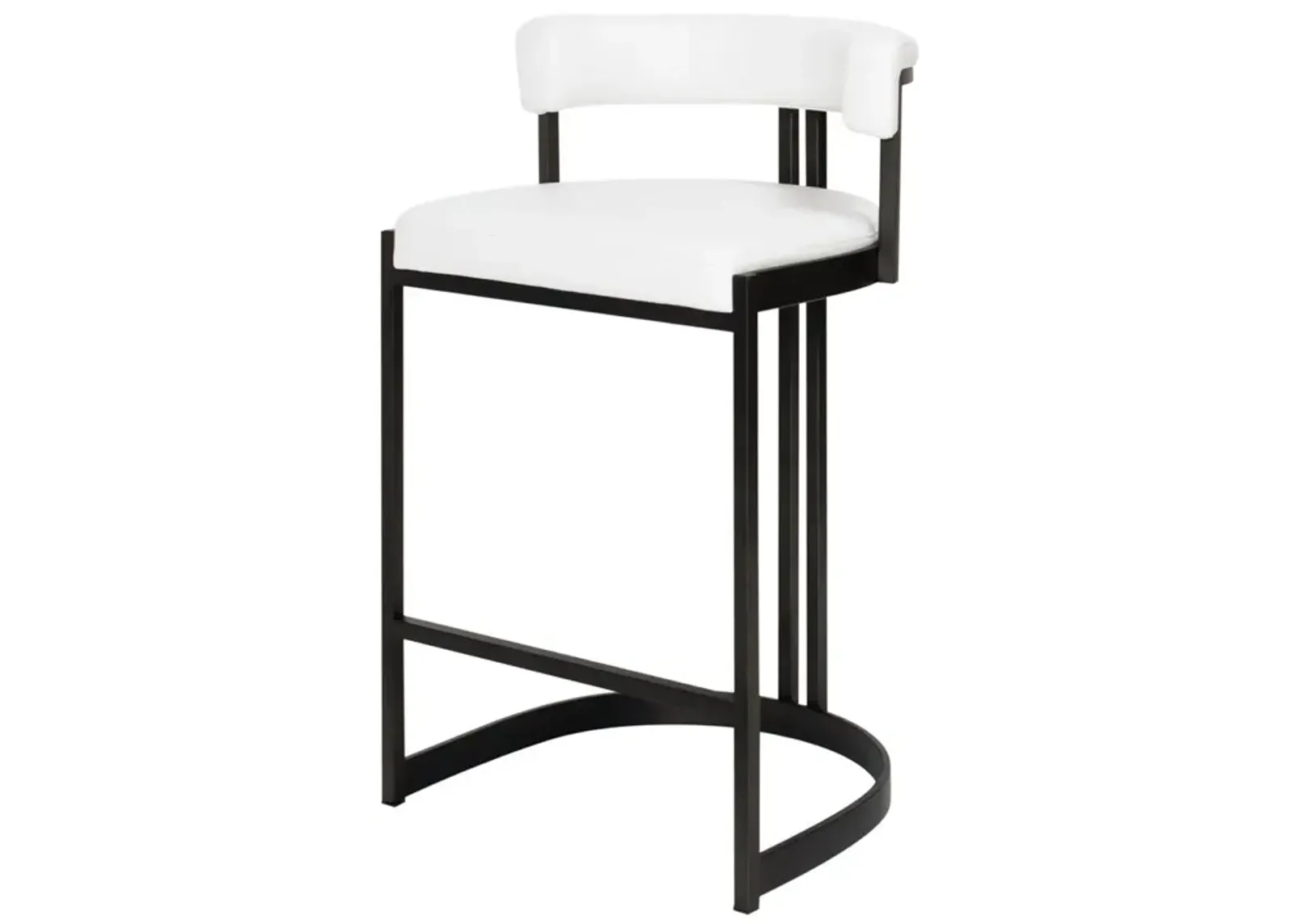 Ballantine Counter Stool in Matte Black White Leather