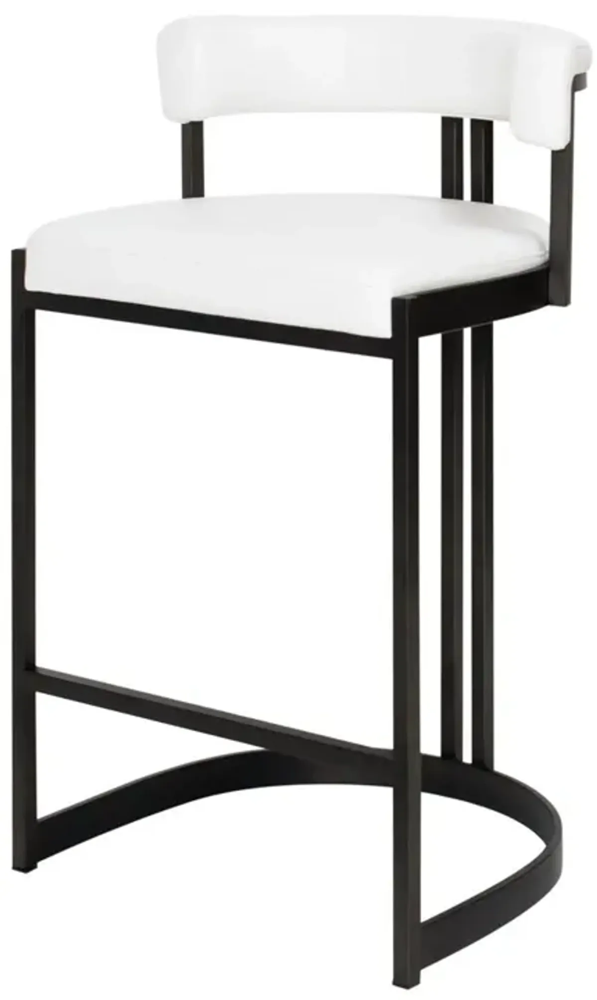 Ballantine Counter Stool in Matte Black White Leather