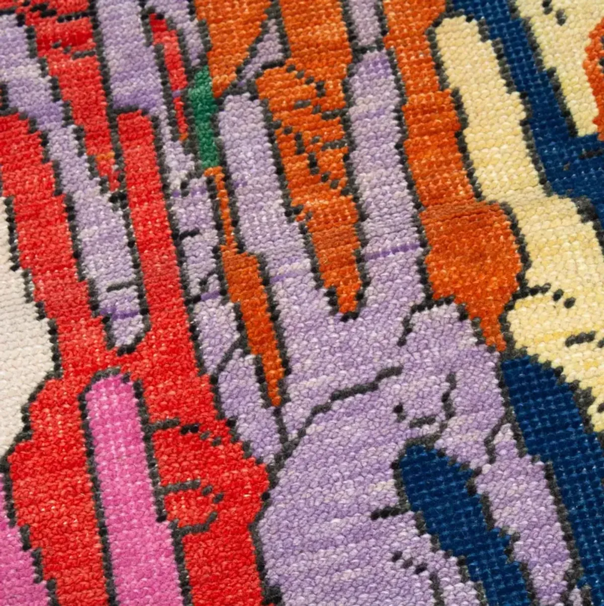 Rainbow Peace Hands Turkish Knot Rug