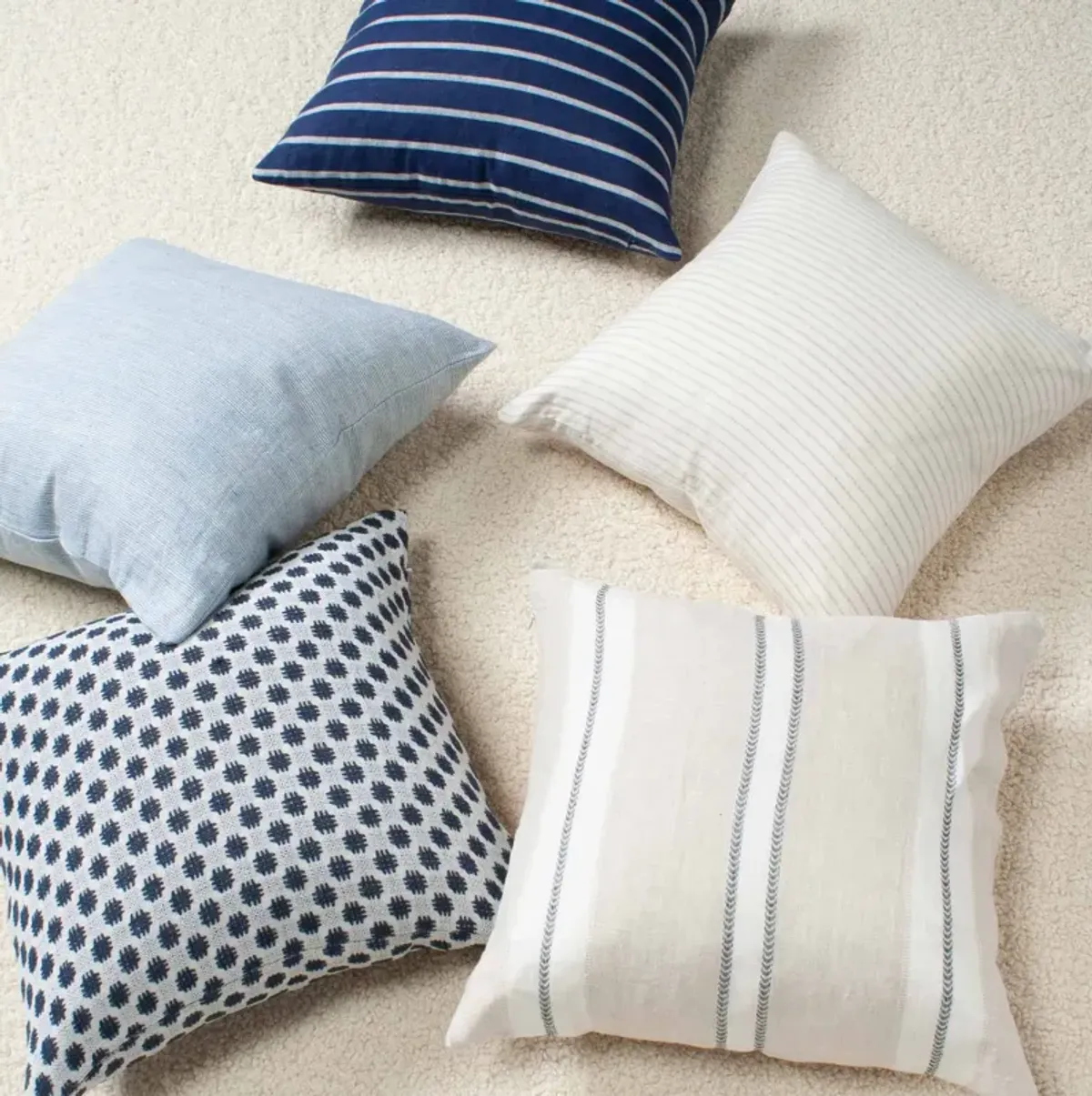 Dobby Natural & Black Stripe Linen Pillow