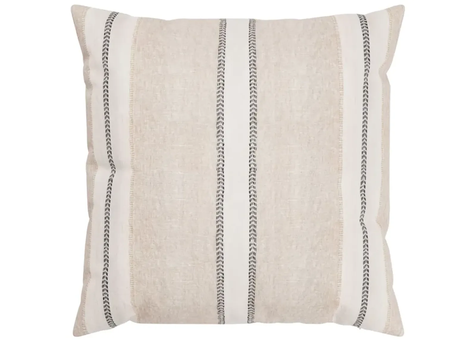 Dobby Natural & Black Stripe Linen Pillow