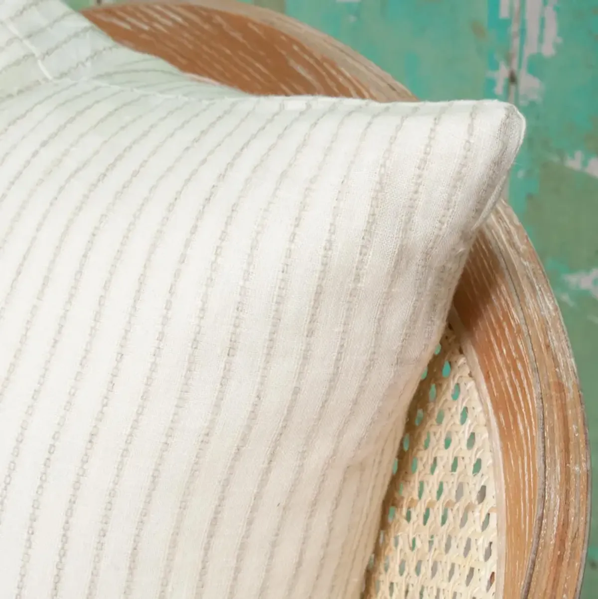 Dobby Natural Stripe Linen Pillow