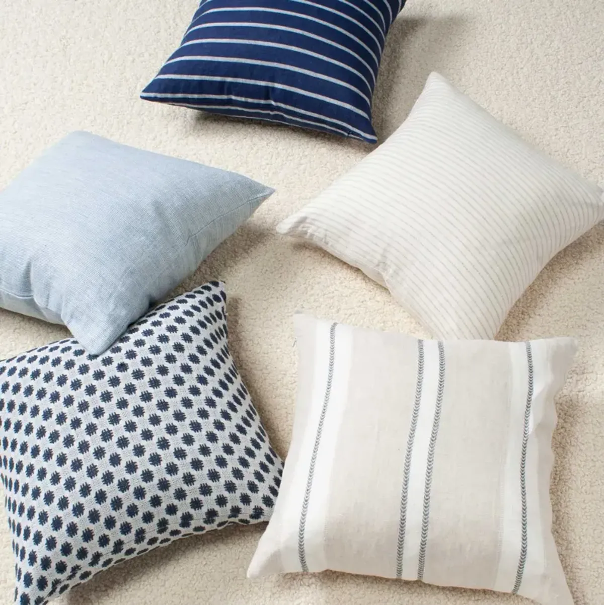 Dobby Navy Dot Linen Pillow