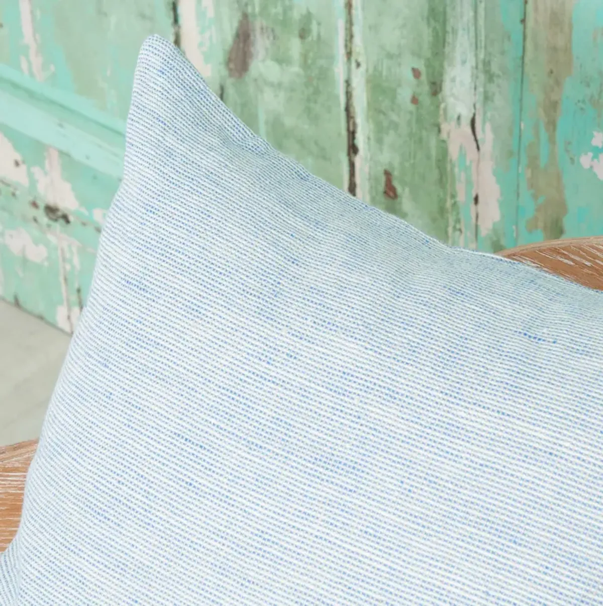 Dobby Sky Blue Linen Pillow