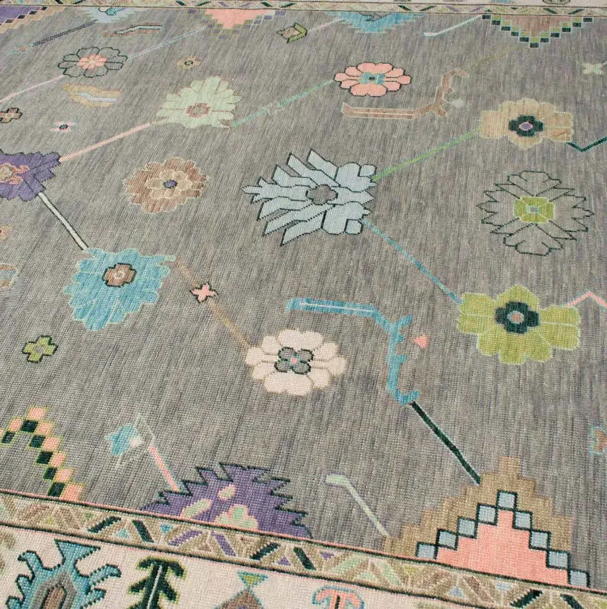 Poppy Pastel Turkish Knot Rug