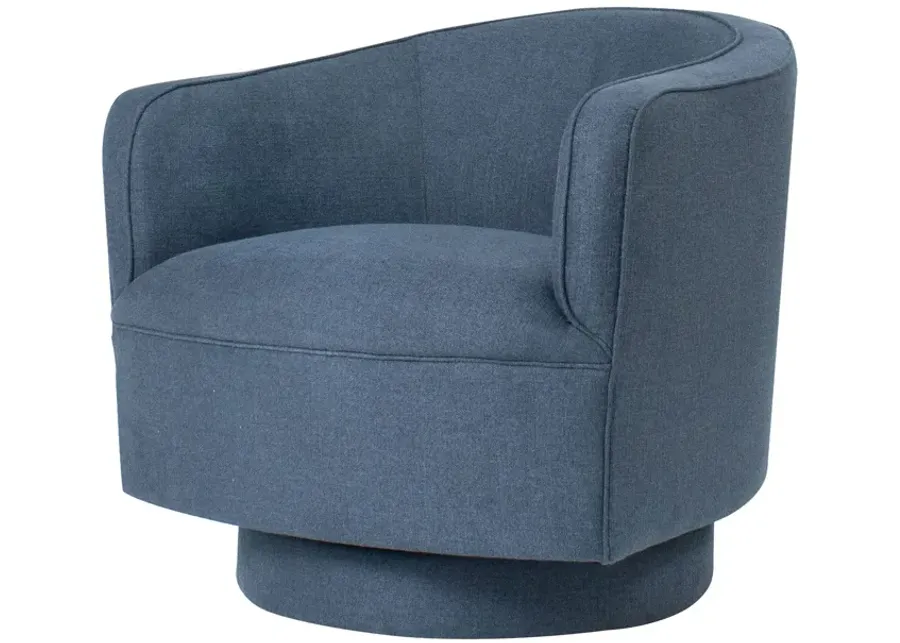 Helene Swivel Chair in Blue Tweed