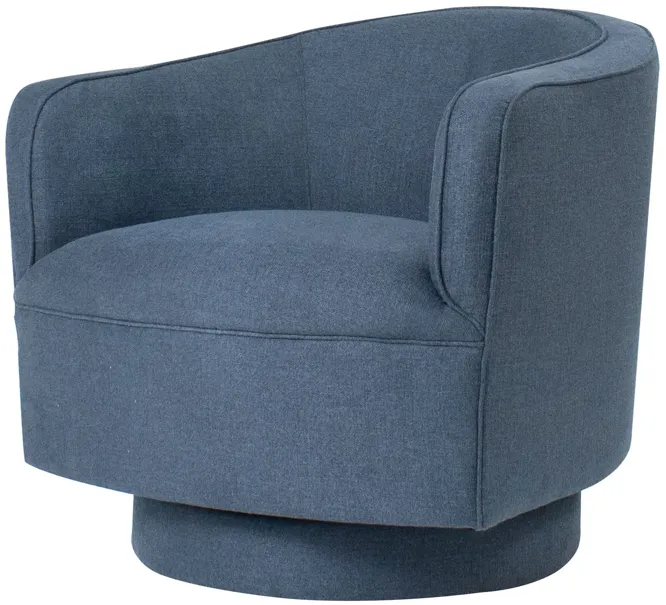 Helene Swivel Chair in Blue Tweed