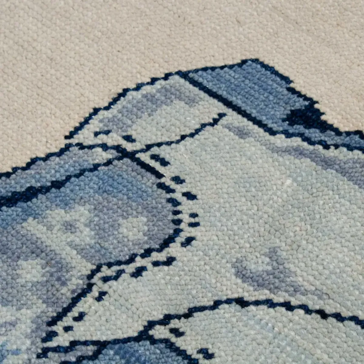 Blue Kicker Turkish Knot Rug