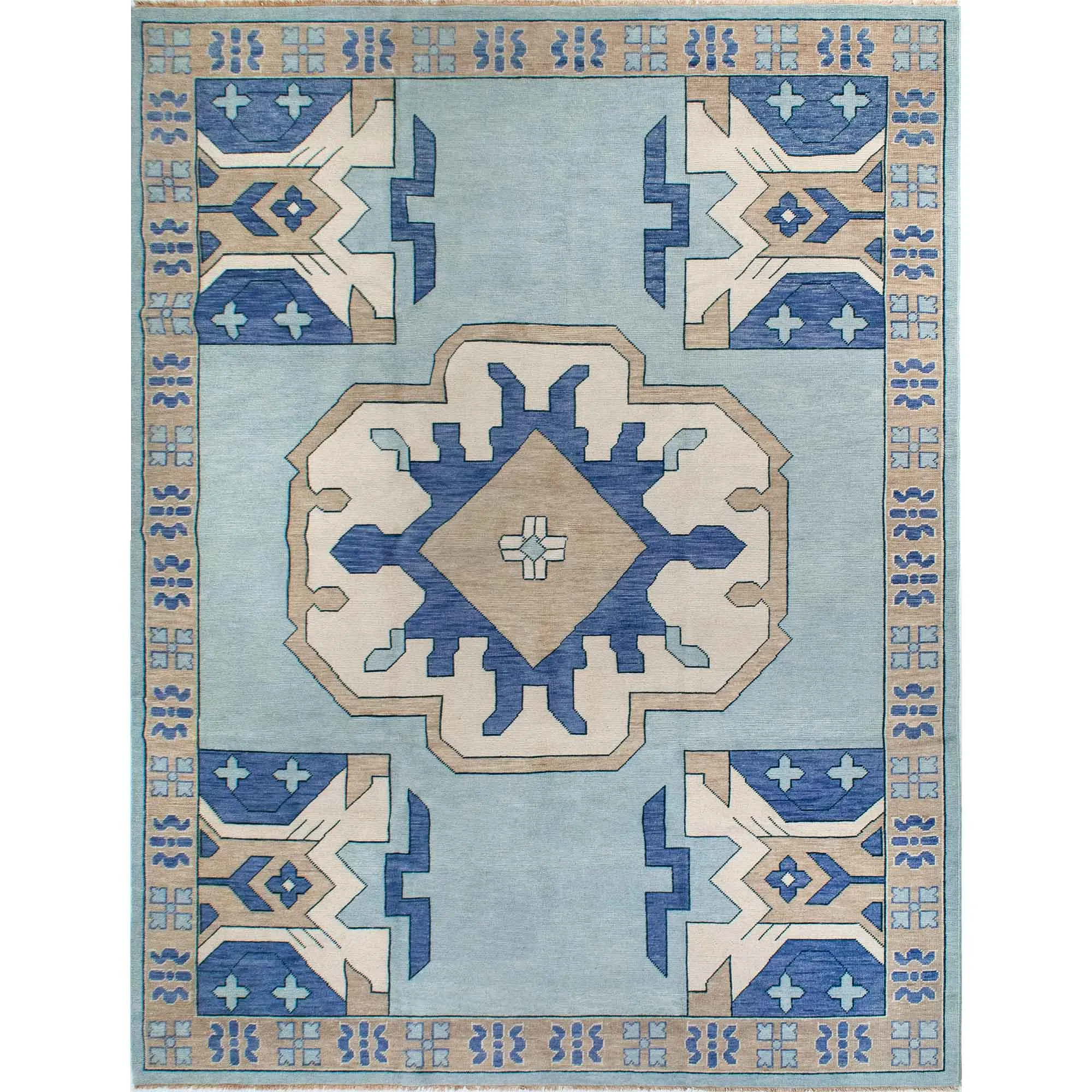 Zara Blue Turkish Knot Rug