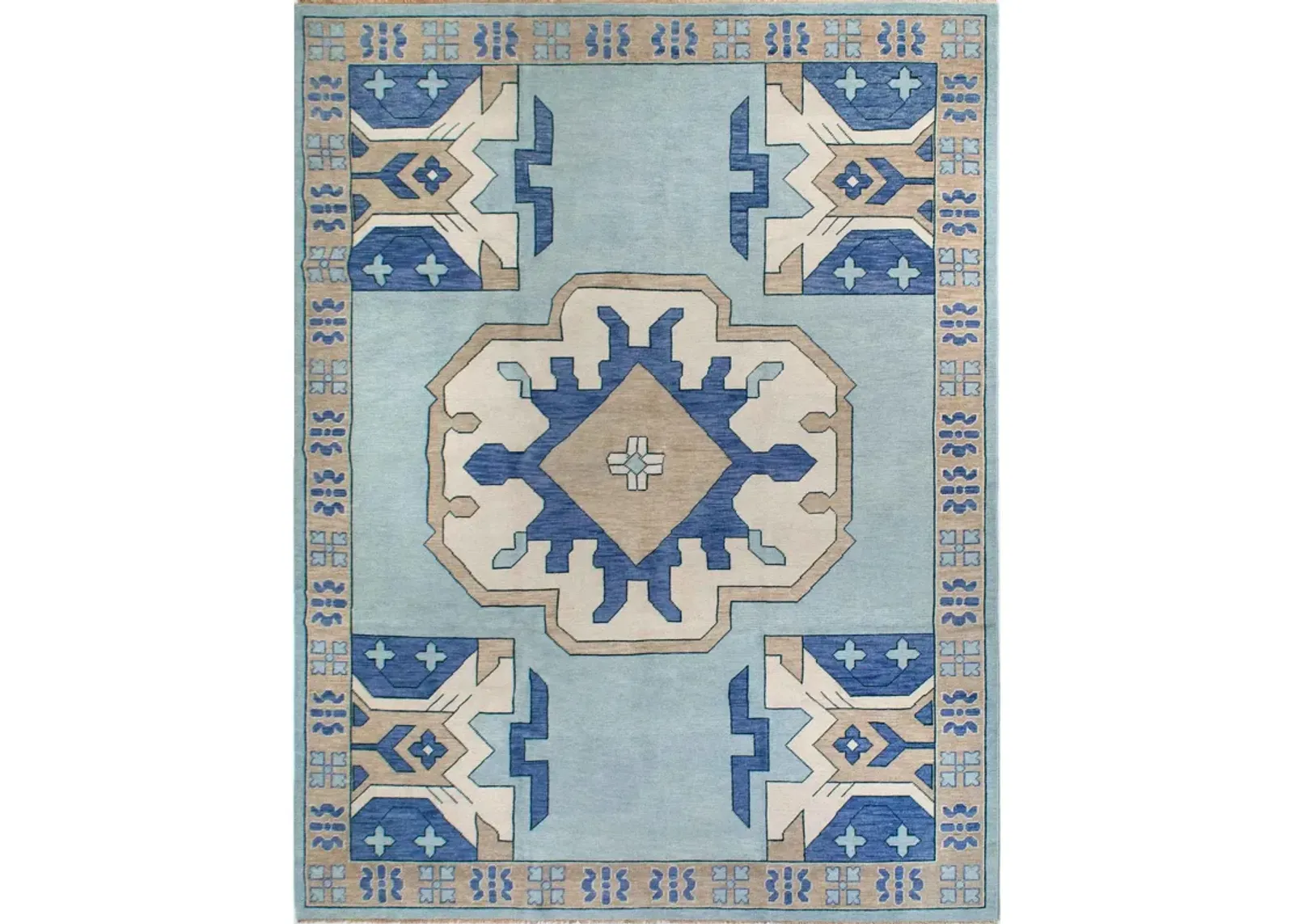 Zara Blue Turkish Knot Rug