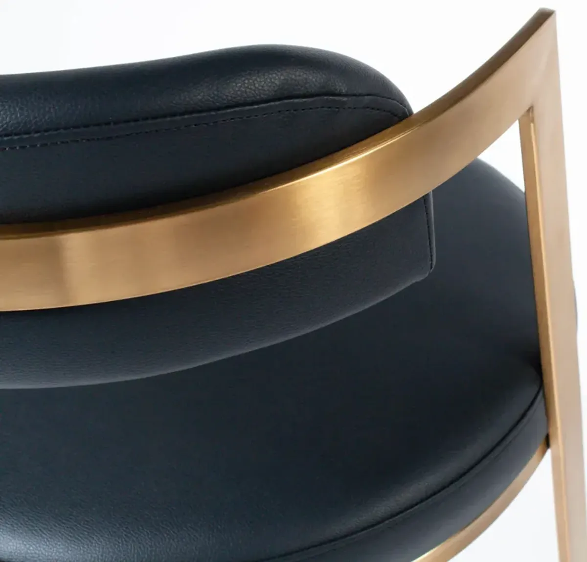 Bourbon Counter Stool In Black Leather Brass