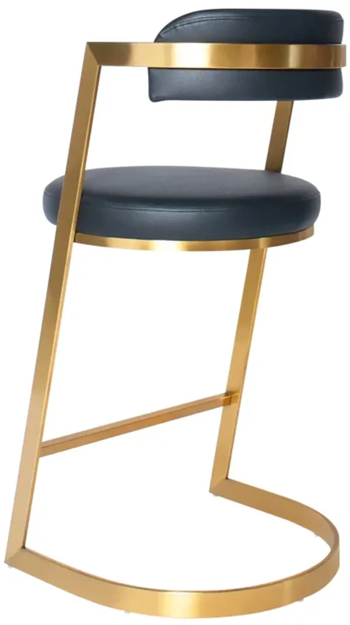 Bourbon Counter Stool In Black Leather Brass