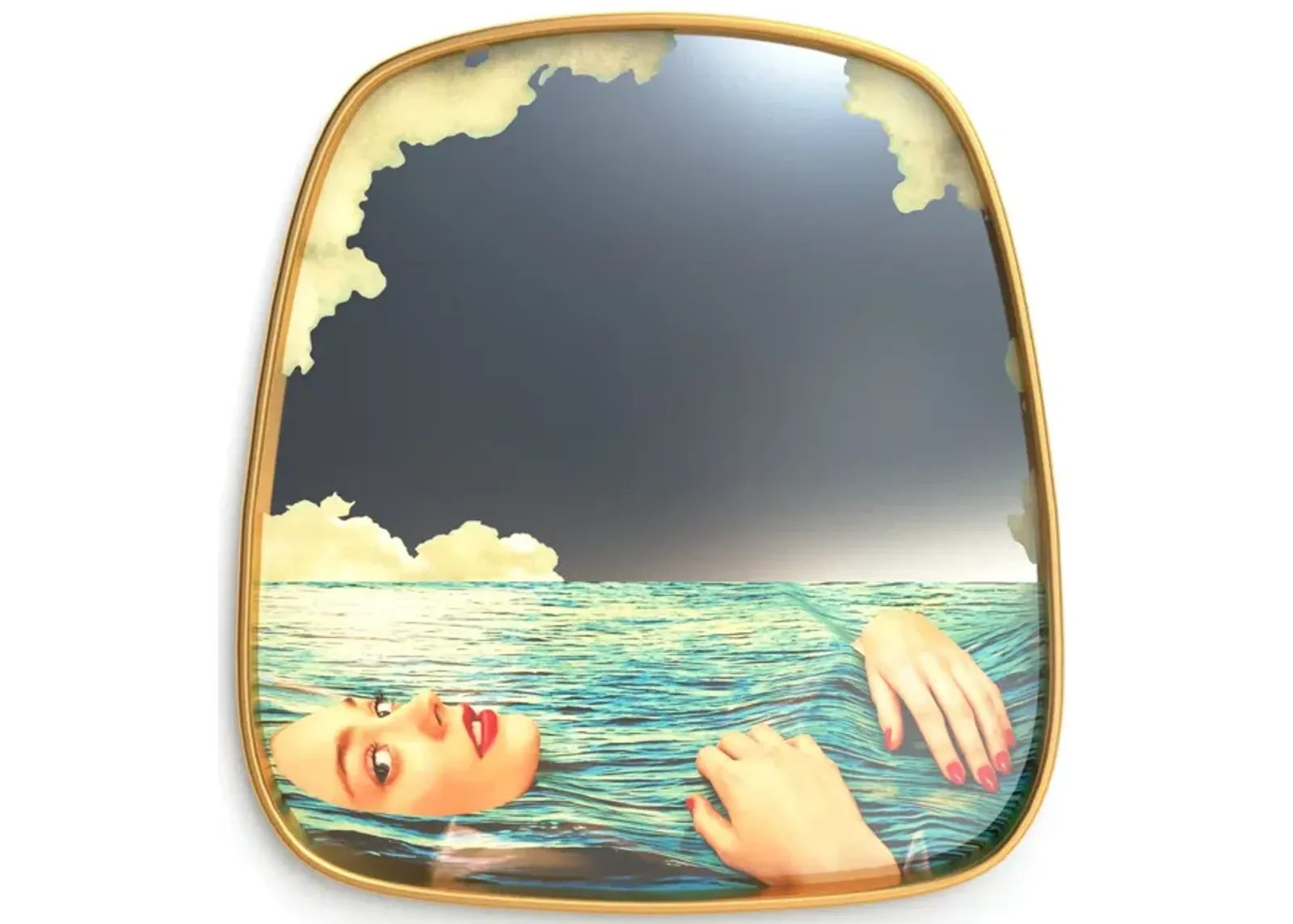 Sea Girl Mirror with Gold Frame by Seletti