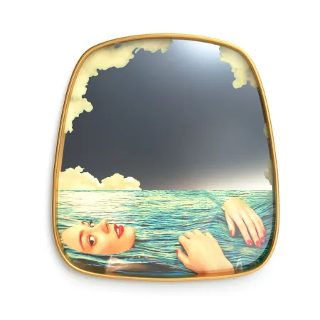 Sea Girl Mirror with Gold Frame by Seletti