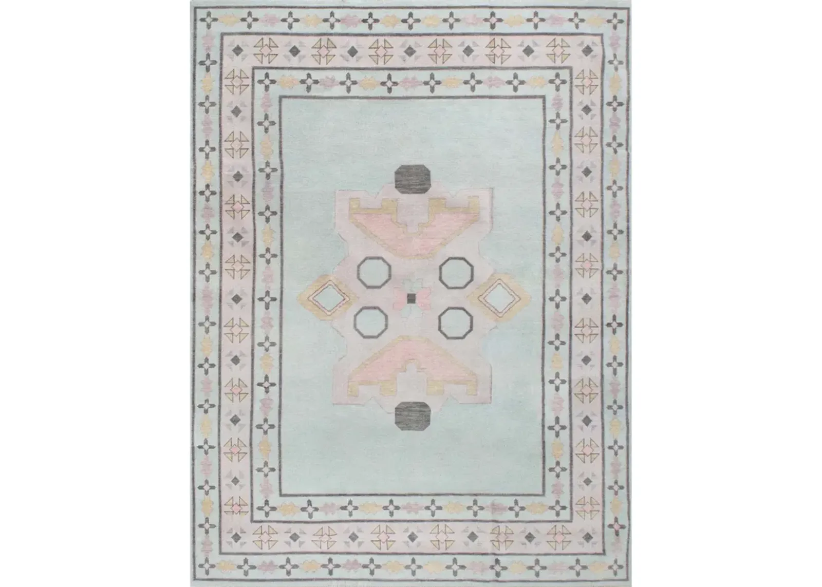 Celeste Blue Turkish Knot Rug