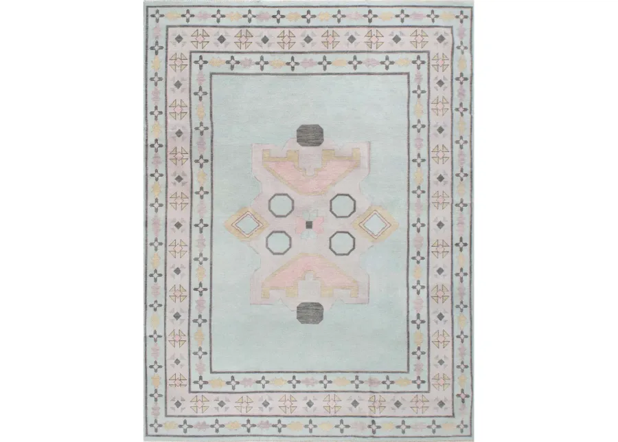 Celeste Blue Turkish Knot Rug