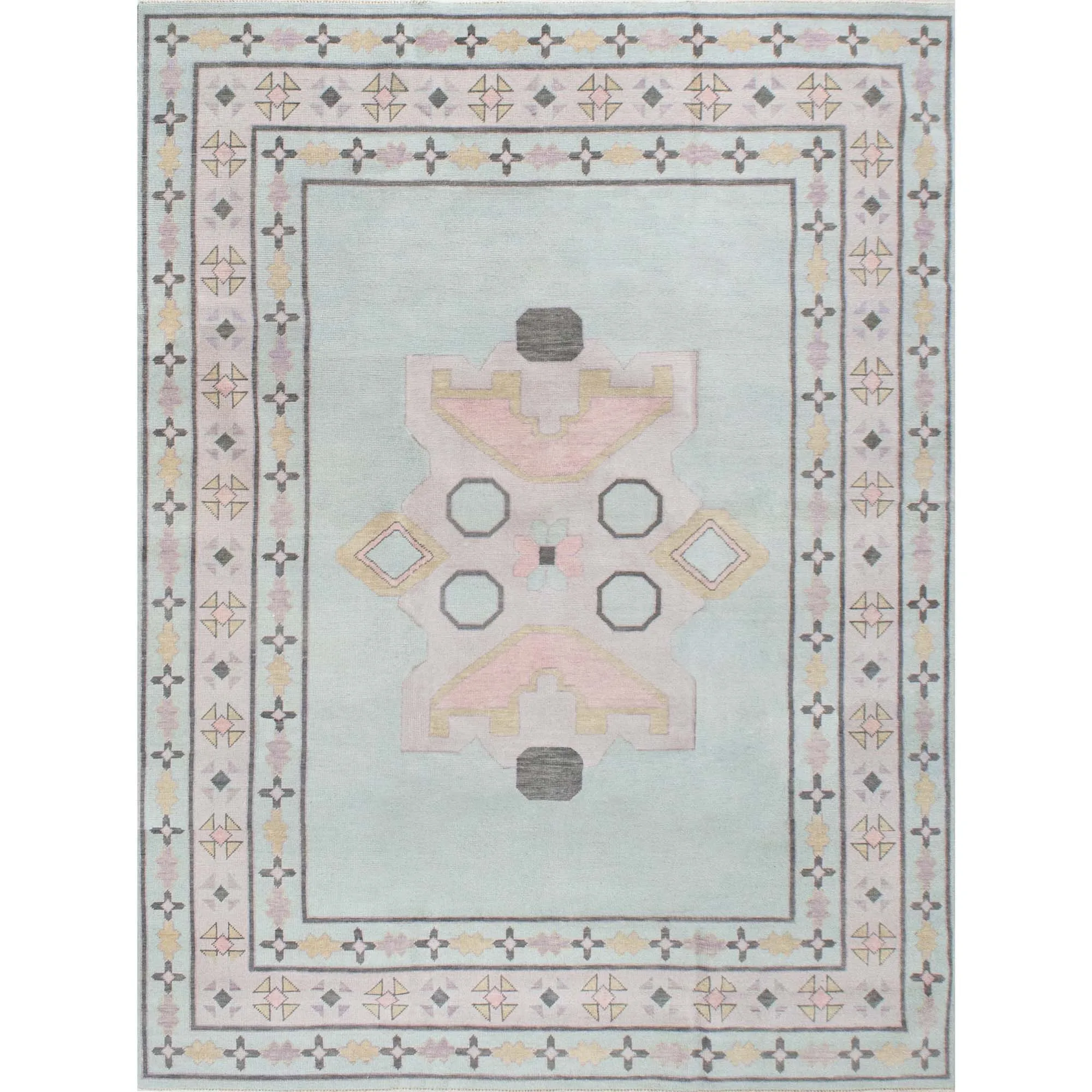 Celeste Blue Turkish Knot Rug