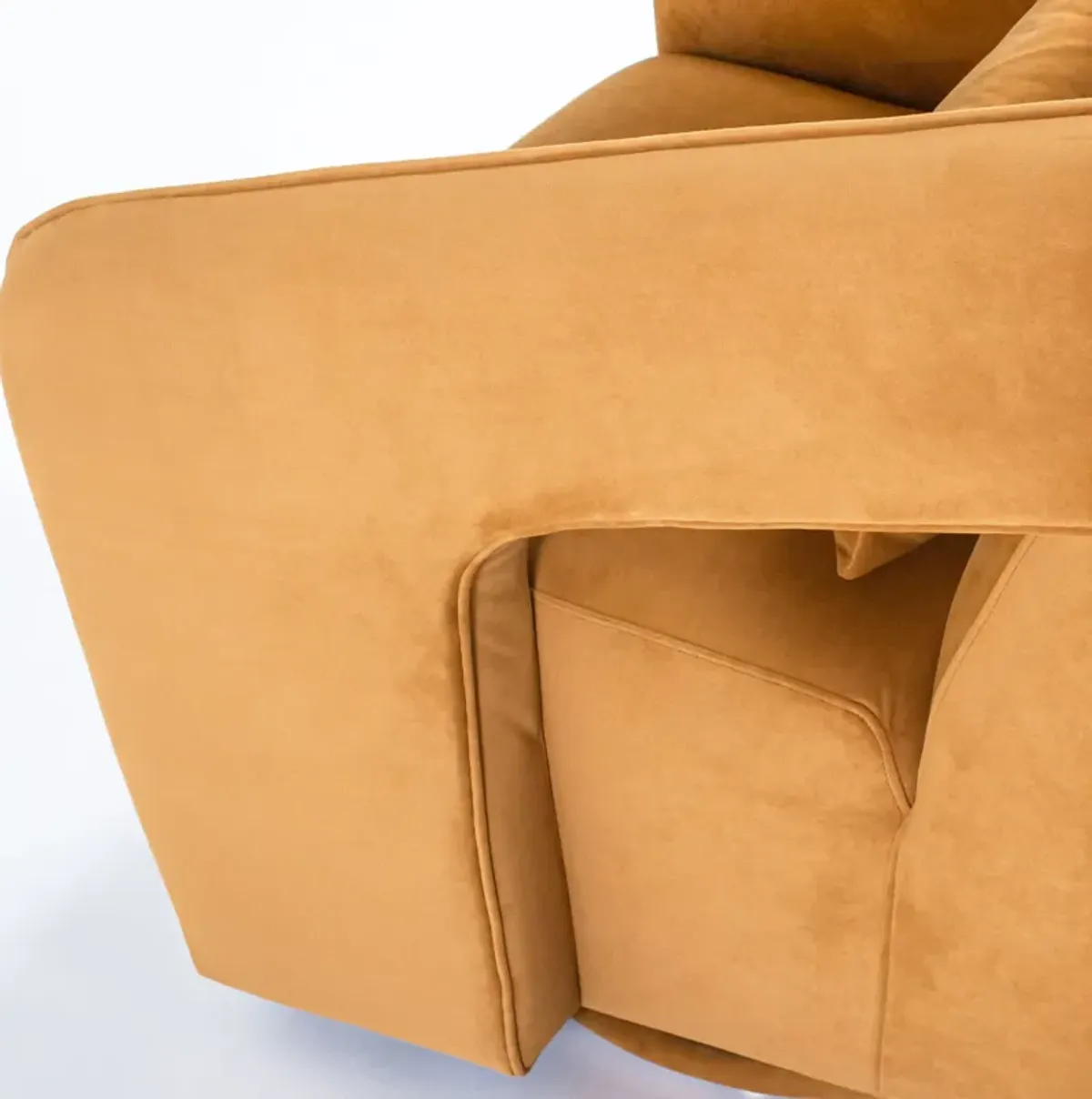 Palmer Swivel Chair In Camel Velvet