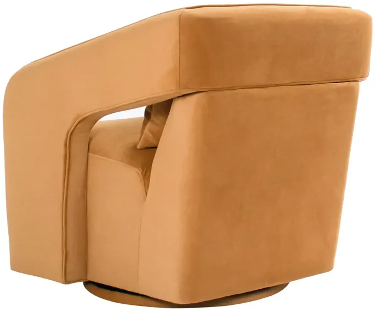 Palmer Swivel Chair In Camel Velvet