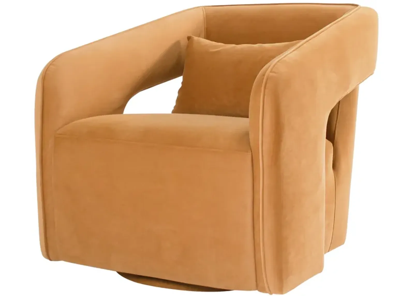 Palmer Swivel Chair In Camel Velvet