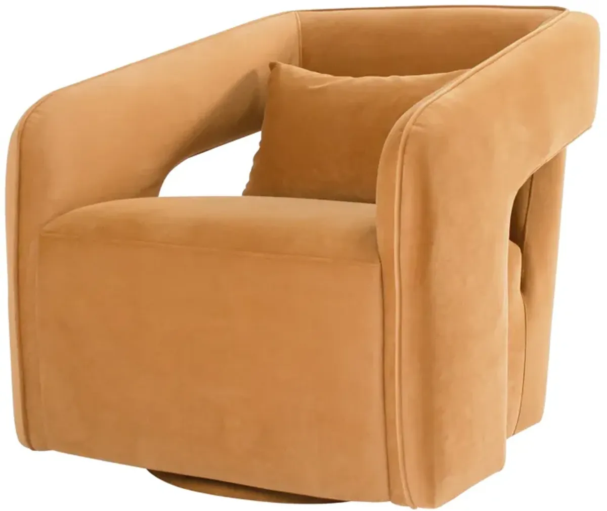 Palmer Swivel Chair In Camel Velvet