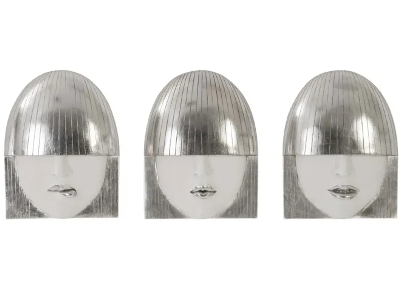 Fashion Faces Small Wall Art Set - Silver