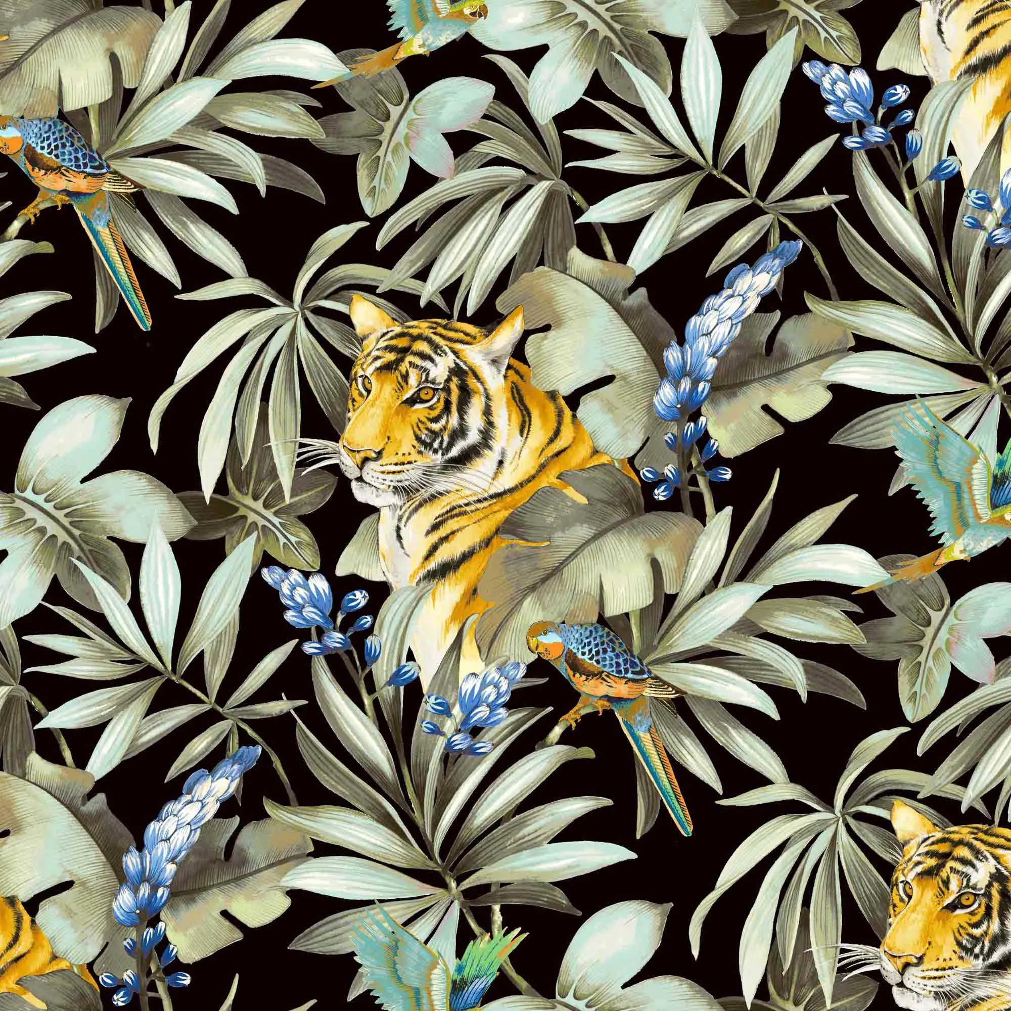 Mangrove Tiger Wallpaper - Black